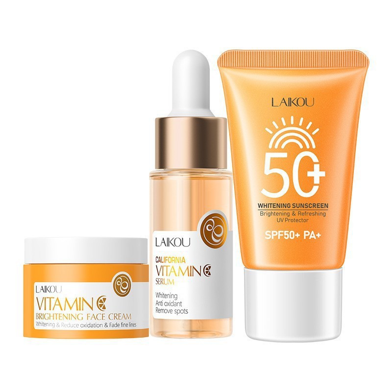 Transfronterizo LAIKOUFENYI Vitamina C serie combinación hidratación humectante productos de cuidado de la piel paquete de caja Inglés FDA productos de cuidado de la piel