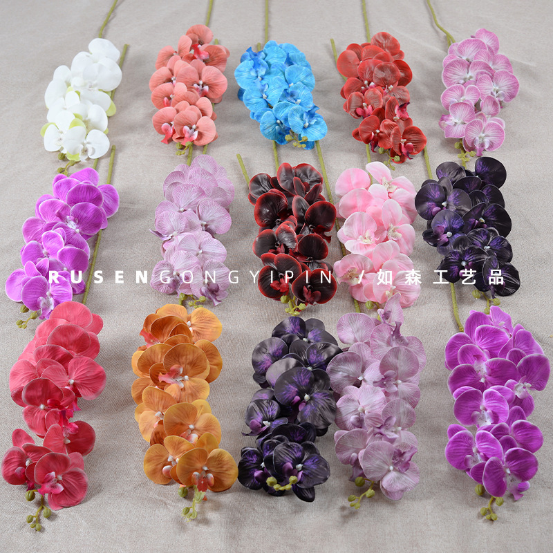 Artificial Flower 9-head Film Phalaenopsis 3D Hand Feel Wedding Premium Home Soft Flower Artificial Flower Fake Flower