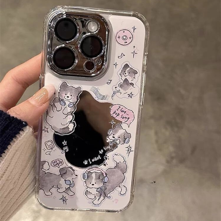 Suitable for Apple Modified Machine Xr to 14Pro Cartoon with Headphones Puppy Xsmax to 15Promax Mobile Phone Hard Case