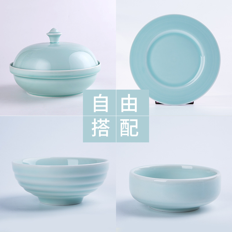Jingdezhen Tableware Underglaze Color Ceramic Bowls and Plates Wholesale Celadon White Porcelain Bone China Ceramic Dishes and Plates Set Jingdezhen Tableware Underglaze Color Ceramic Bowls and Plates Wholesale Celadon White Porcelain Bone China Ceramic Dishes and Plates Set