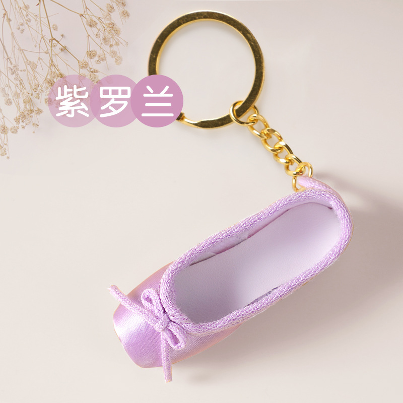 Hecho a mano Ballet danza zapatos puntiagudos pequeña joyería mini zapatos satén llavero 7,7 cm llavero en caja
