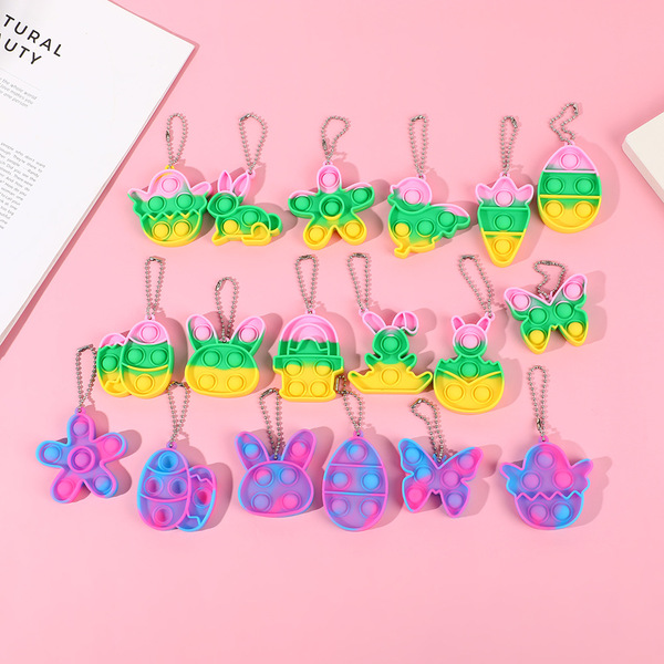 Cute Little Animal Keychain Pendant Cartoon Creative Silicone Pendant Bubble Rainbow Press Decompression Toy