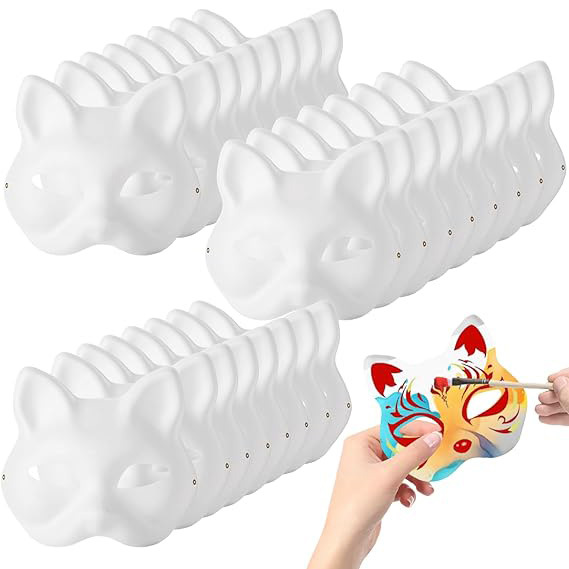 Amazon venta caliente DIY en blanco gato cara máscara Halloween hombres y mujeres pintados a mano máscara de pulpa de graffiti juego de pintura