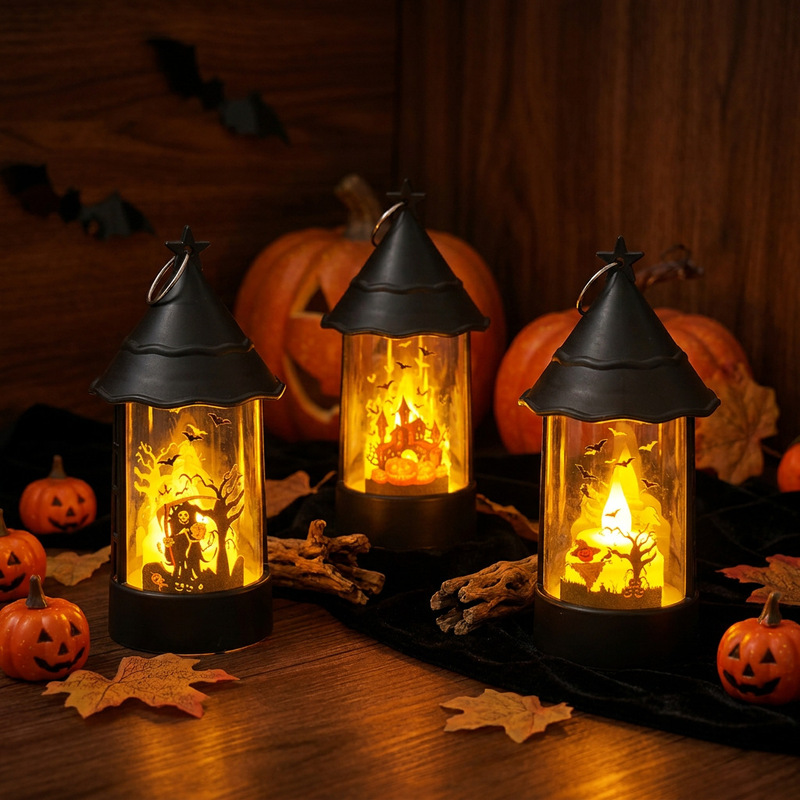 Halloween decorations, castle, Grim Reaper, scarecrow, decorative ambient light, electronic candle light, party props, portable outdoor