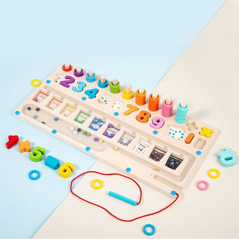 Juguetes de educación temprana para niños Tablero de números y letras siete en uno multifuncional Juego de pesca magnética de rompecabezas para bebés