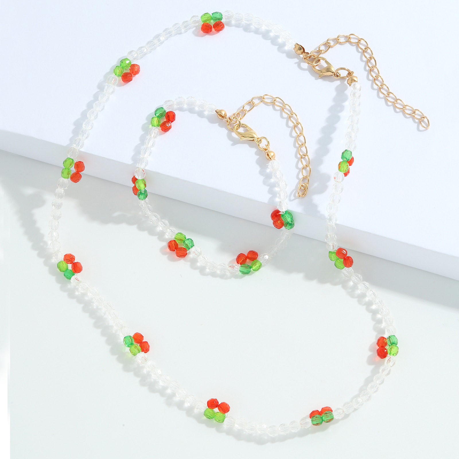 Simple Beads Acrylic Cherry Chain Multi-layer Necklace Bracelet Set display picture 9