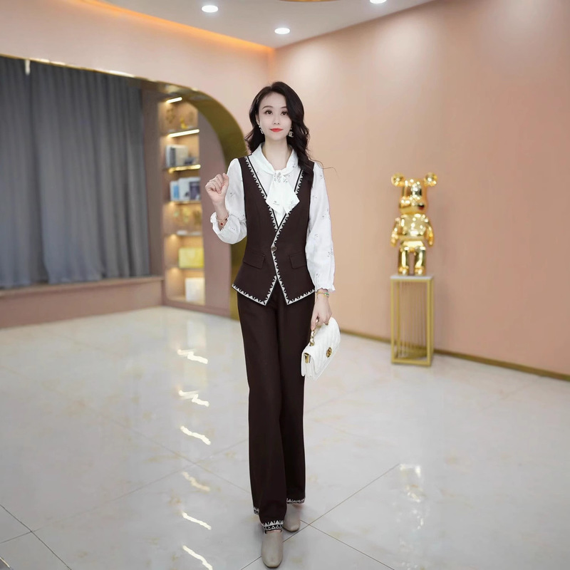 2025秋季新款洋气时髦套装高端气质休闲中年女装上衣裤子两件套|undefined