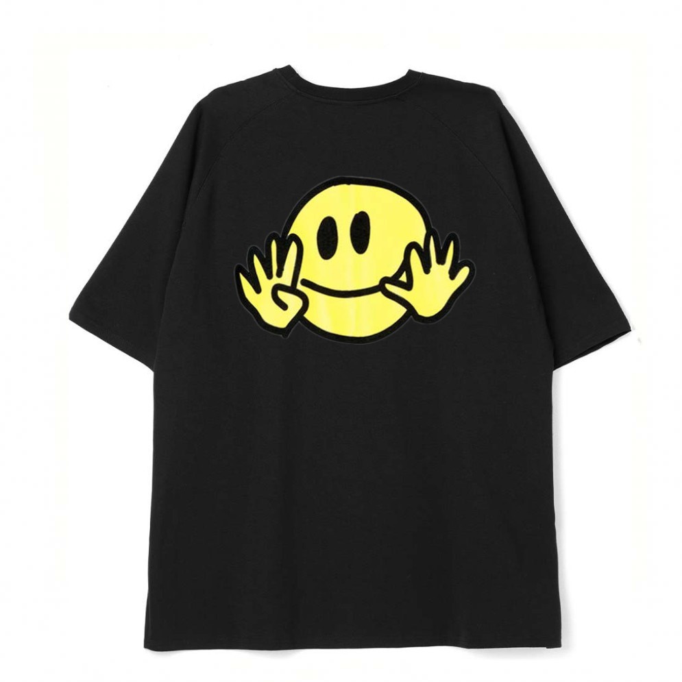 Men's Casual Printed Loose Fitting Basketball Training Shirt Short Sleeved Smiley Face T-Shirt Trendy Fitness Muscle Wearing_viptrois.com