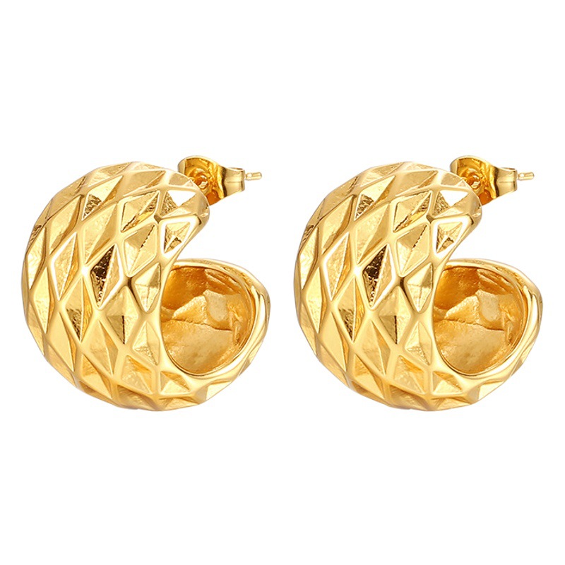 INS pendientes de semicírculo de acero inoxidable retro de alto grado de moda simple de las mujeres de 18 quilates pendientes de moda galvanizados que preservan el color