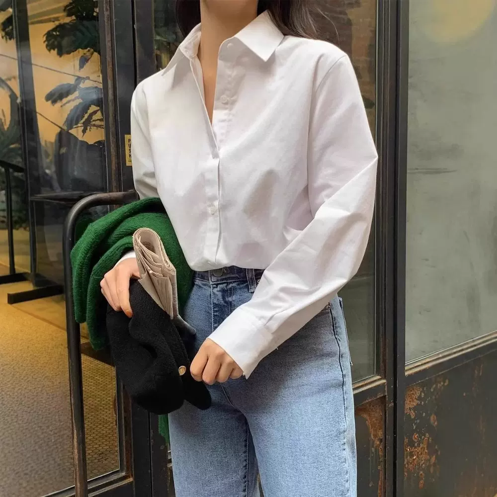 白色衬衫女2025新款爆款春季内搭衬衣小个子韩系通勤气质长袖上衣