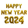 Cross -border Happy New Year2024 Balloon New Year Happy Party Black Gold Wine Bottle Wine Meteor Steel Decoration