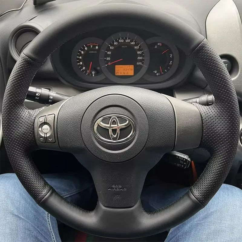09-12 Toyota Rav4 Full-Cover Hand-Stitched Steering Wheel Cover, Non-Slip and Sweat-Absorbent Car Handle Cover