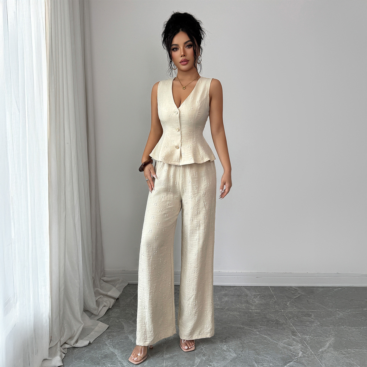 Women's Slim Fit Denim Style Suit Commuter Solid Color Spring Summer Collection Stay Stylish And Comfortable_ecoleips.com