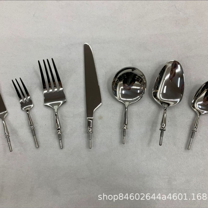 304ステンレスの半製品の西洋の食器の五金の頭の木の柄の陶磁器の柄のナイフのフォークのスプーンの部品の食器の頭のDIYの取っ手|undefined