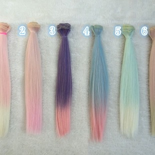 SD.BJD doll cotton doll wig hair row 25cm length gradient high temperature silk straight hair row