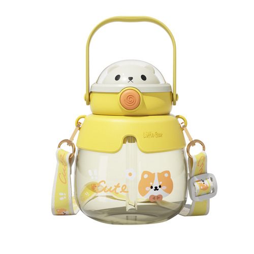 Cartoon Creative Plastic Big Belly Cup Children's Water Cup Cute Student Baby Straw Cup Kindergarten Backpack Water Bottle 