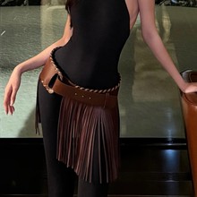 外贸大码皮质流苏腰带女复古西部牛仔嬉皮辣妹波西米亚风腰封皮带