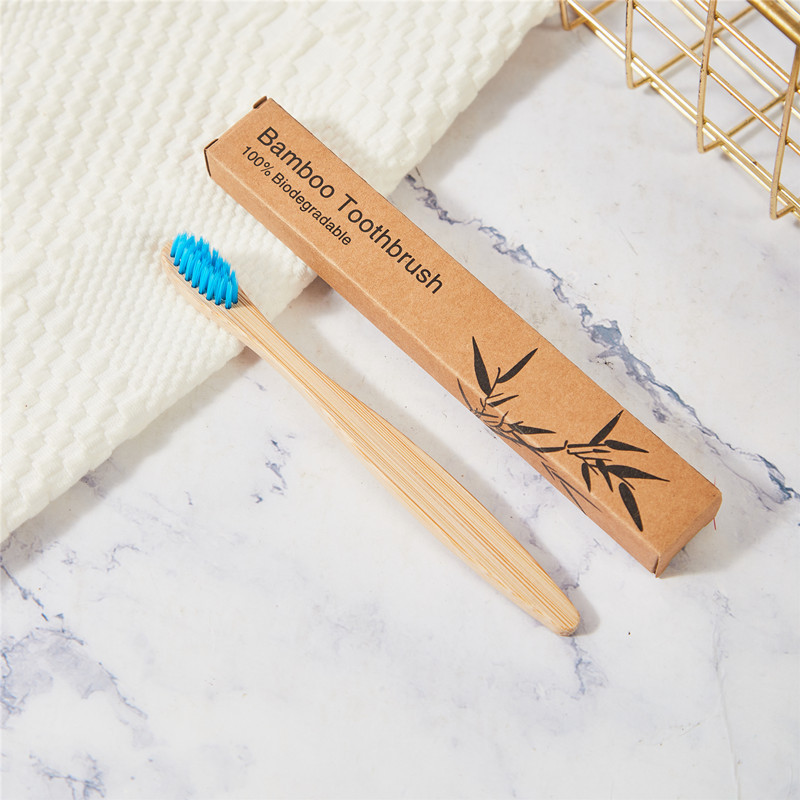 Cepillo de dientes de carbono de bambú para niños Papel Kraft en caja Arco Iris cepillo suave ultrafino cepillo de dientes de bambú de madera se puede configurar