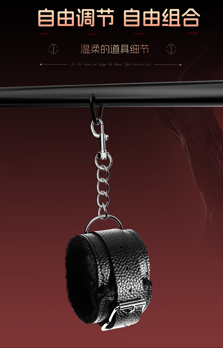 Jiuai SM Couple’s Handcuffs & Training Kit, Iron & Leather Restraint Set, Black — detail image 29
