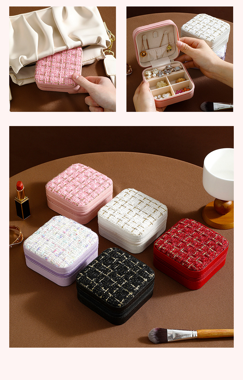 Cute Pastoral Solid Color Leather Jewelry Boxes display picture 2