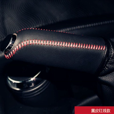 Buick Enclave GT/XT Genuine Leather Hand-Stitched Automatic Gear Shift Knob Cover (Sürətlər qutusu və əl tormozu başlıqları) - individual-handbrake-cover-in-black-leather-with-red-stitching