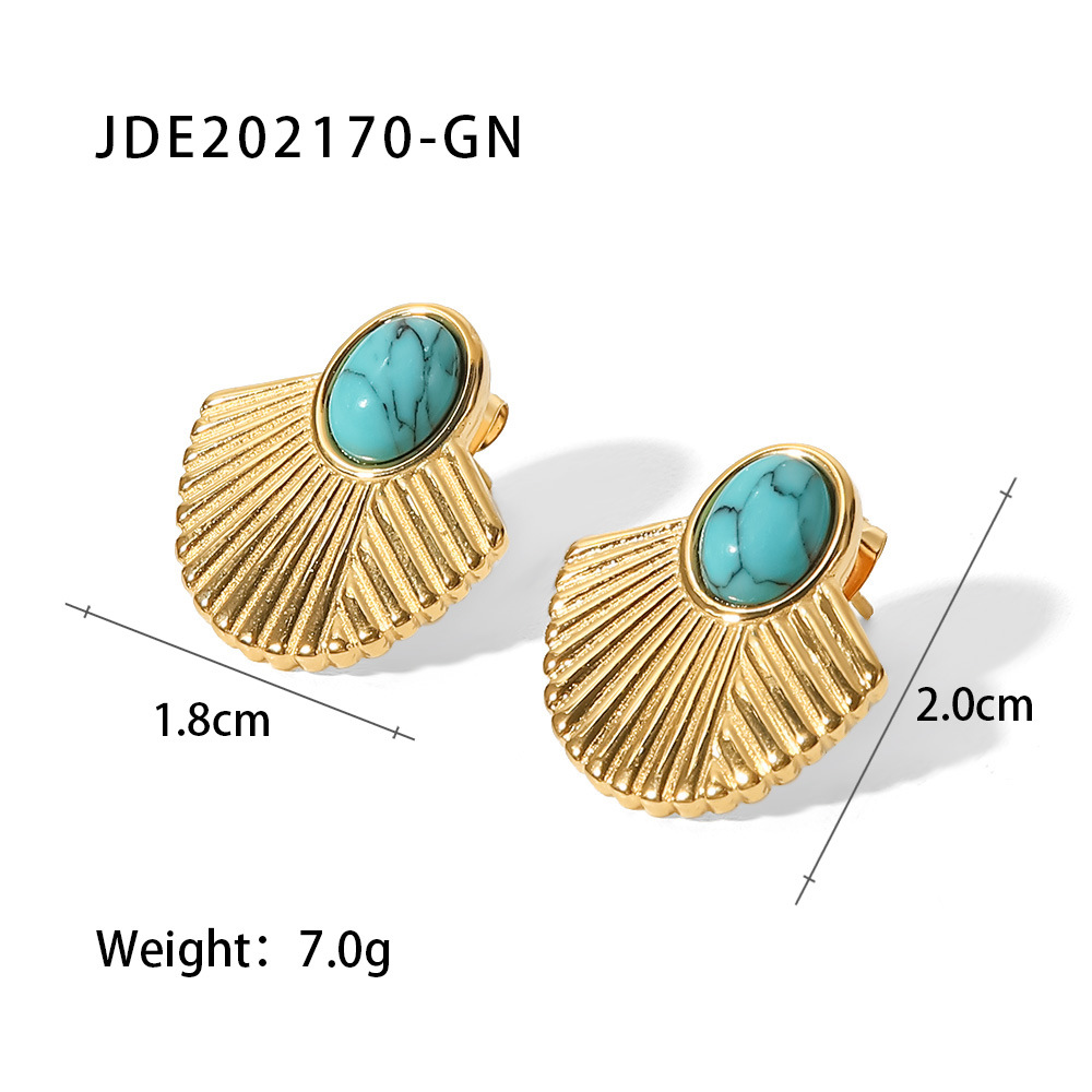 Fashion Sector Stainless Steel Ear Studs Gold Plated Turquoise Stainless Steel Earrings