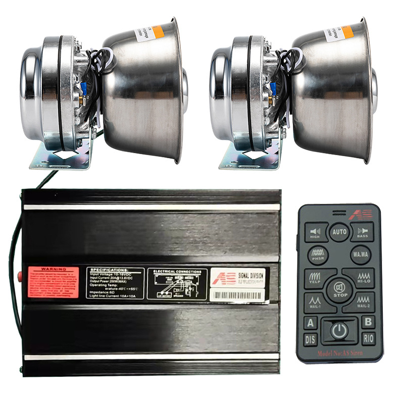 Wireless siren speaker 400W car loudspeaker alarm high-pitched speaker AS7200D-2 + square speaker with heat dissipation