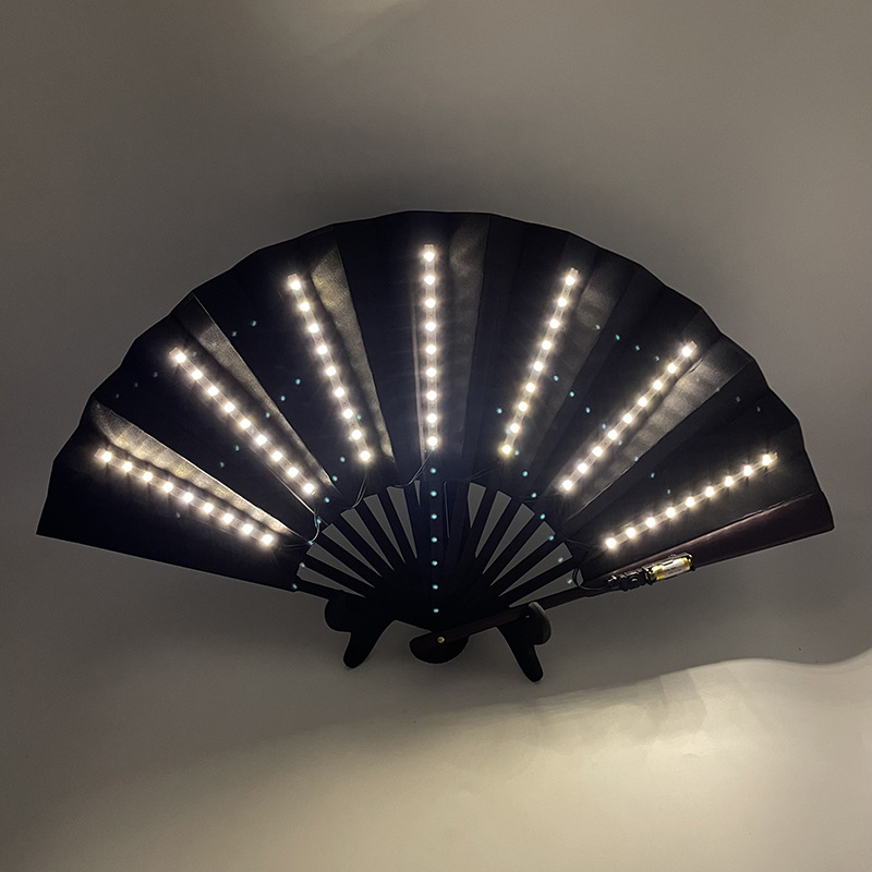 8-pulgadas luminoso ventilador luminoso colorido LED luminoso plegable ventilador bar discoteca fiesta escenario atmósfera props