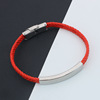 Woven fashionable red rope bracelet engraved for beloved stainless steel, jewelry, Korean style, wholesale