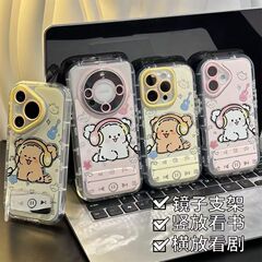 耳机小狗适用oppo手机VIVOS19手机壳Y200RENO12PRO红米小米防摔