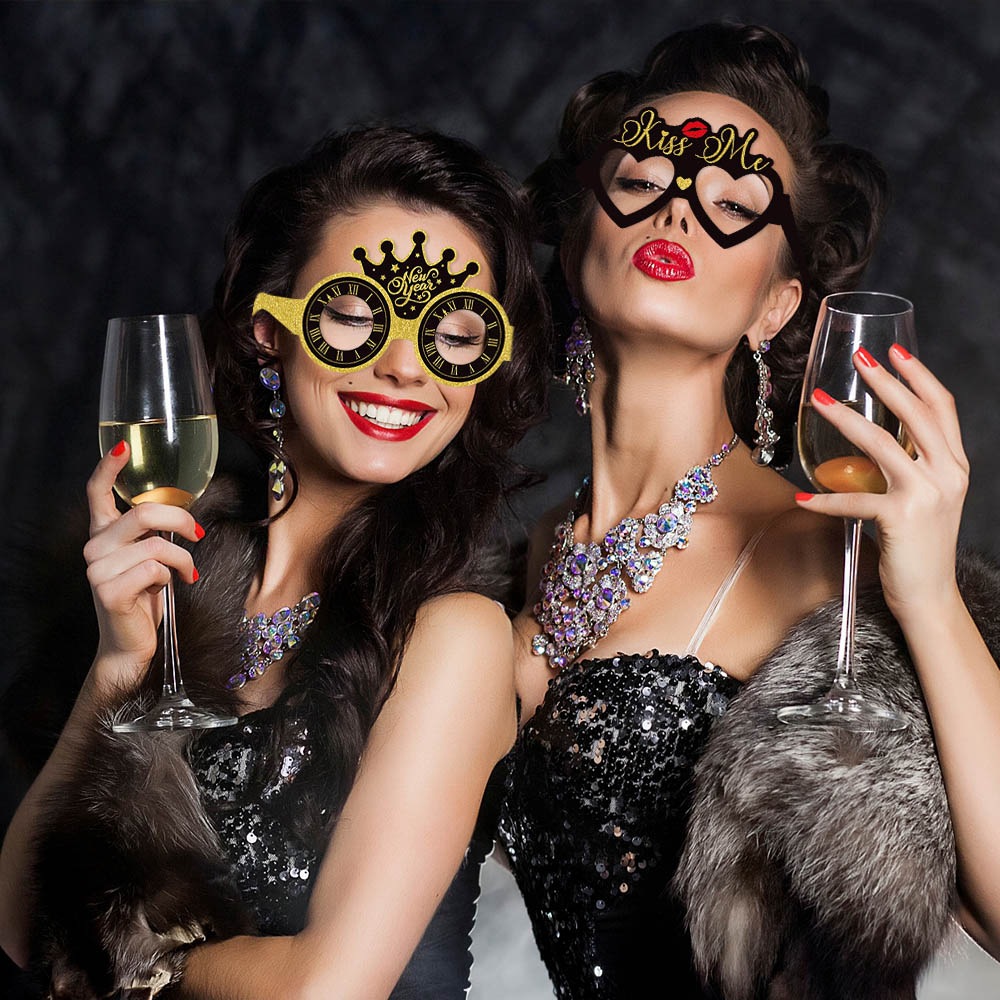 Gafas de decoración de fiesta de día de Año Nuevo europeo y americano decoración de Año Nuevo Feliz Año Nuevo gafas de papel