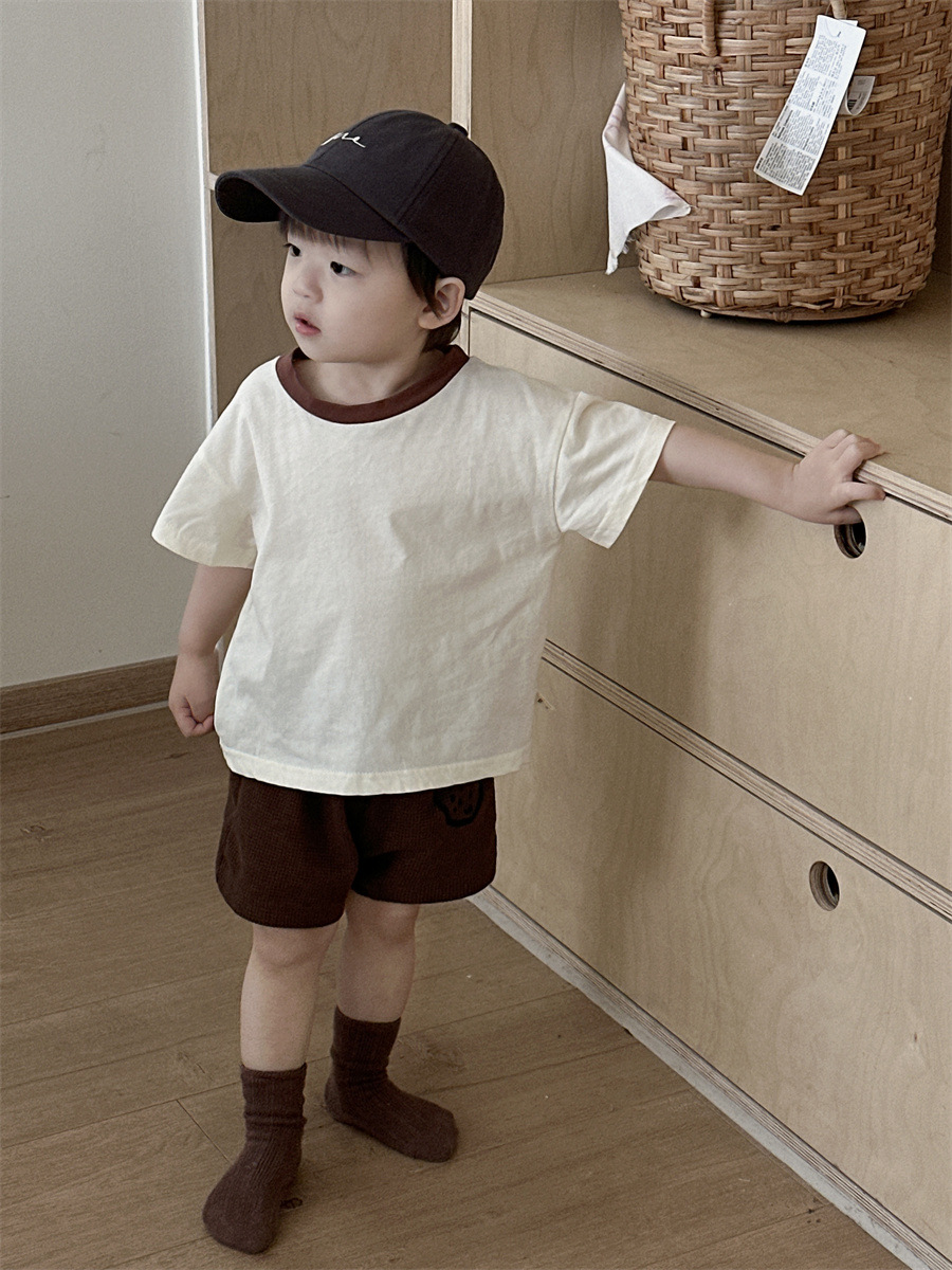 Conjunto de camiseta de manga corta y pantalones cortos de verano para niños, ropa infantil fina de estilo coreano, ropa de verano para bebés, ropa de verano para niños