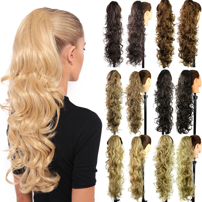 Foreign Trade Cross-Border European and American Pear Blossom Curly Wavy Ponytail Wig Braid Natural Heat-Resistant High Ponytail Artificial Hair Extensions