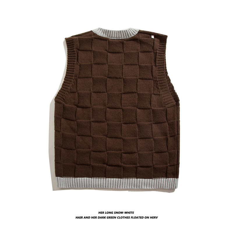 일본식 칼리지 스타일 스웨터 조끼 남자 봄과 가을 느슨한 라운드 넥 스웨터 조끼 민소매 올 매치 니트 웨이스트 코트