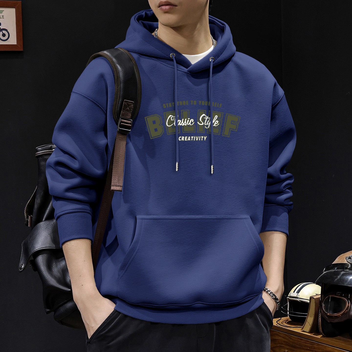 Suéter hombre encapuchado primavera y otoño estilo americano pesado pesado invierno más chaqueta de terciopelo nuevo abrigo de hombre de otoño