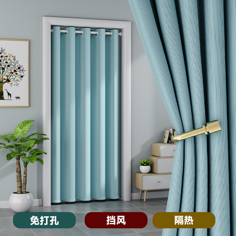 Fabric Windproof, Heat-Insulating, and Blackout Curtains for Bedroom, Balcony, Door, and Kitchen, Oil-Proof and Heat-Insulating Hanging Curtains