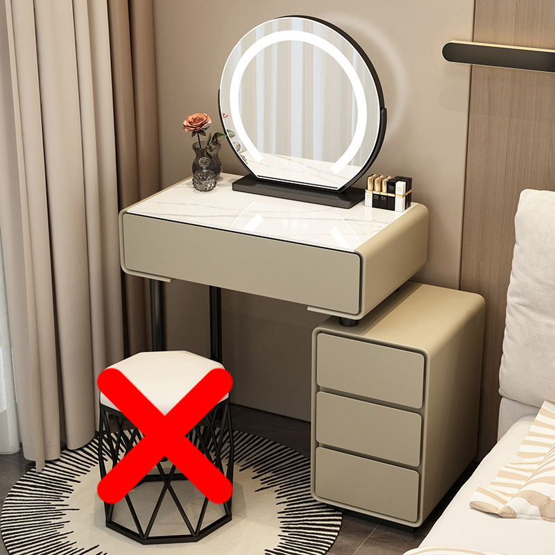 Tocador para el hogar Mesa de pizarra de roca simple con cajones Mesa de tocador de gran capacidad Mueble de almacenamiento junto a la cama Mesa de maquillaje integrada