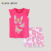 Sleeves, summer set, T-shirt, European style, with short sleeve, children's clothing, wholesale