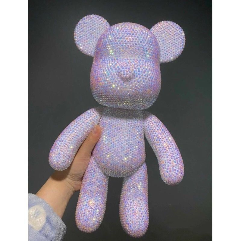 Oso embrionario blanco + diamante rojo claro de gelatina + pegamento + kit