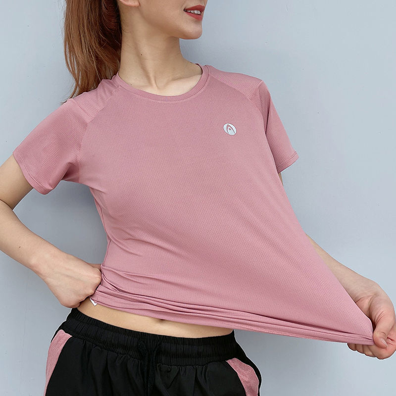 Camiseta deportiva de verano transpirable de yoga running top secado rápido hielo elástico manga corta fábrica de suministro al por mayor