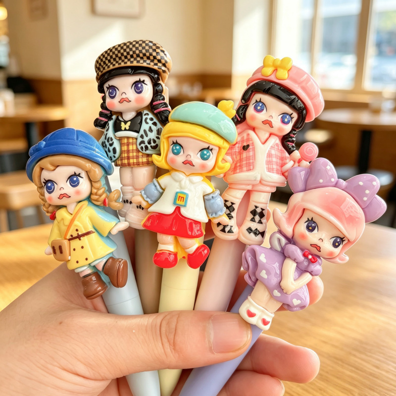 Princess Molly neutral pen, high aesthetic value, ins-style, cute pocket pen for girls, retractable black pen 5