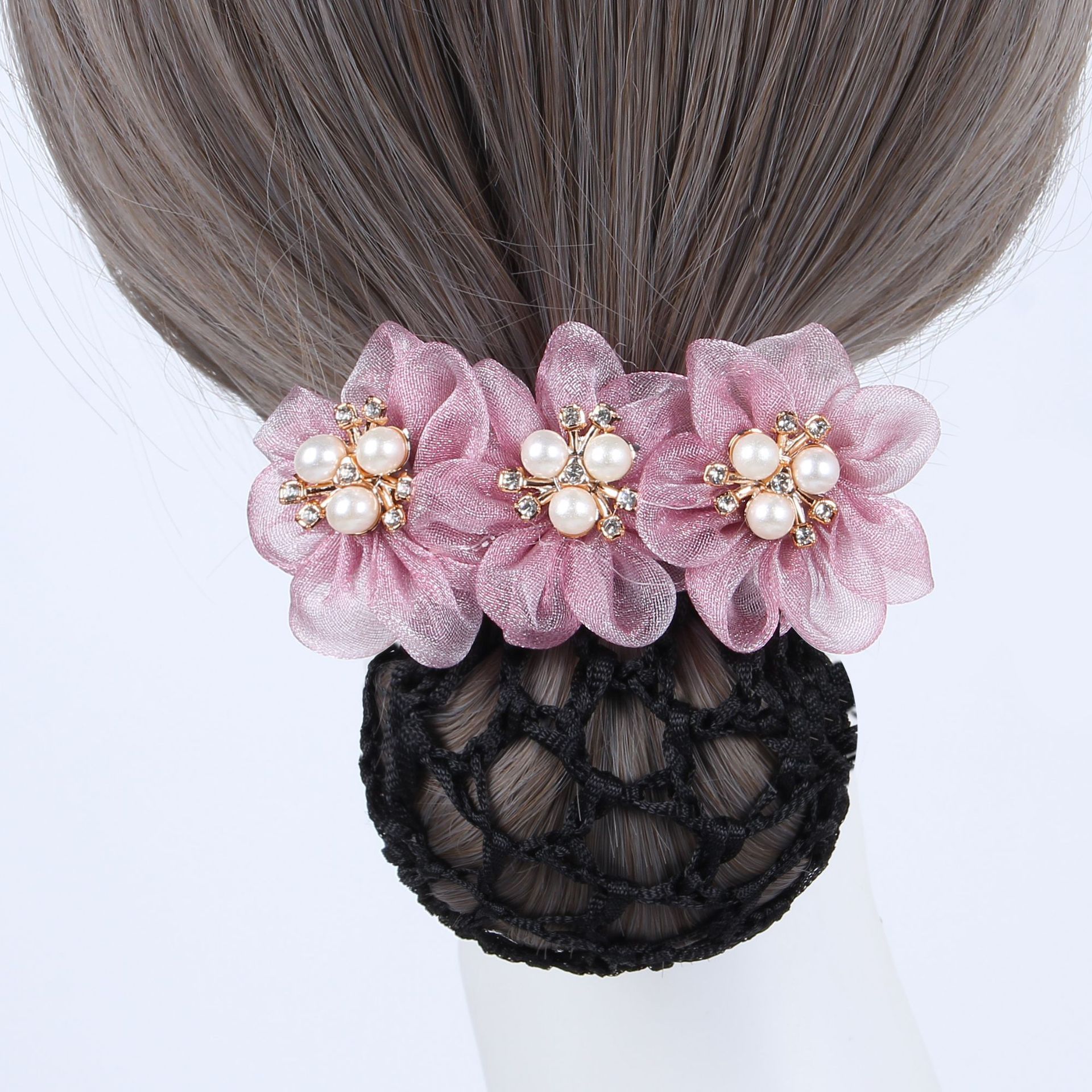 跨境厂家新款职业头花女银行空姐护士盘发网网兜发夹饰品发卡发夹