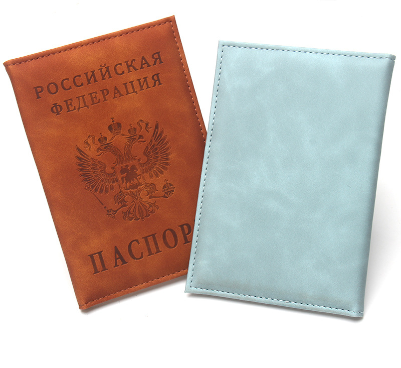 Russian Federation Passport Holder Soft-Touch Matte PU Leather Passport Cover Ultra-Slim Compact Portable Double-Headed Eagle Protective Case