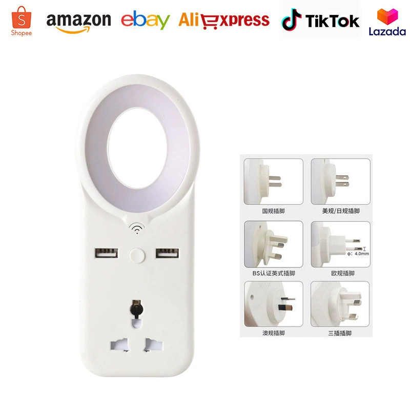 Трансграничный новый продукт с дистанционным управлением, светодиодный ночник, ночник для спальни, европейский и американский японский стандартный штифт с USB-прикроватной лампой