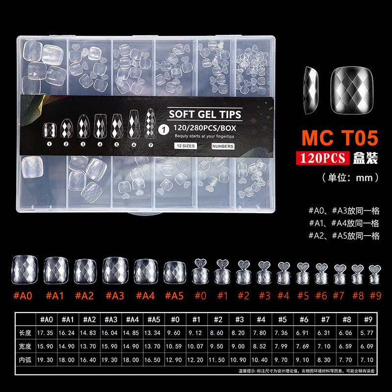 JALT05 Transparent Diamond Toe Nails-120 pieces