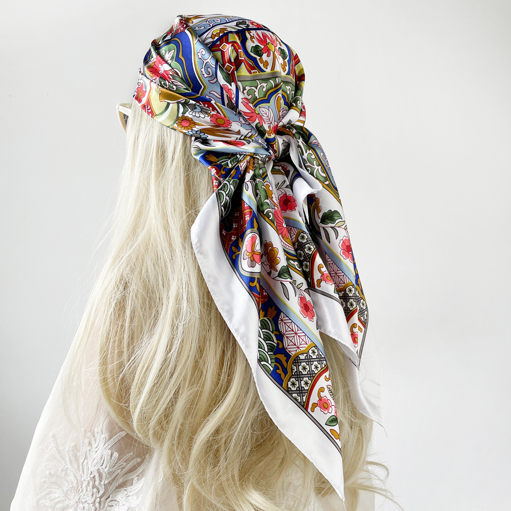 100g Weight Silk Scarf Classification Holiday, Daily Occasion Polyester Material Geometric Pattern Spring&Summer Season Women's Gender Elegant, Vintage Style Style Women's Elegant Vintage Style Geometric Polyester Silk Scarf 1