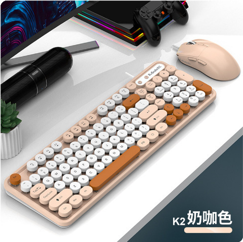 マムシK2有線usbキーボードマウスセットレトロパンクマルチカラーデスクトップコンピュータノートオフィスセット|undefined