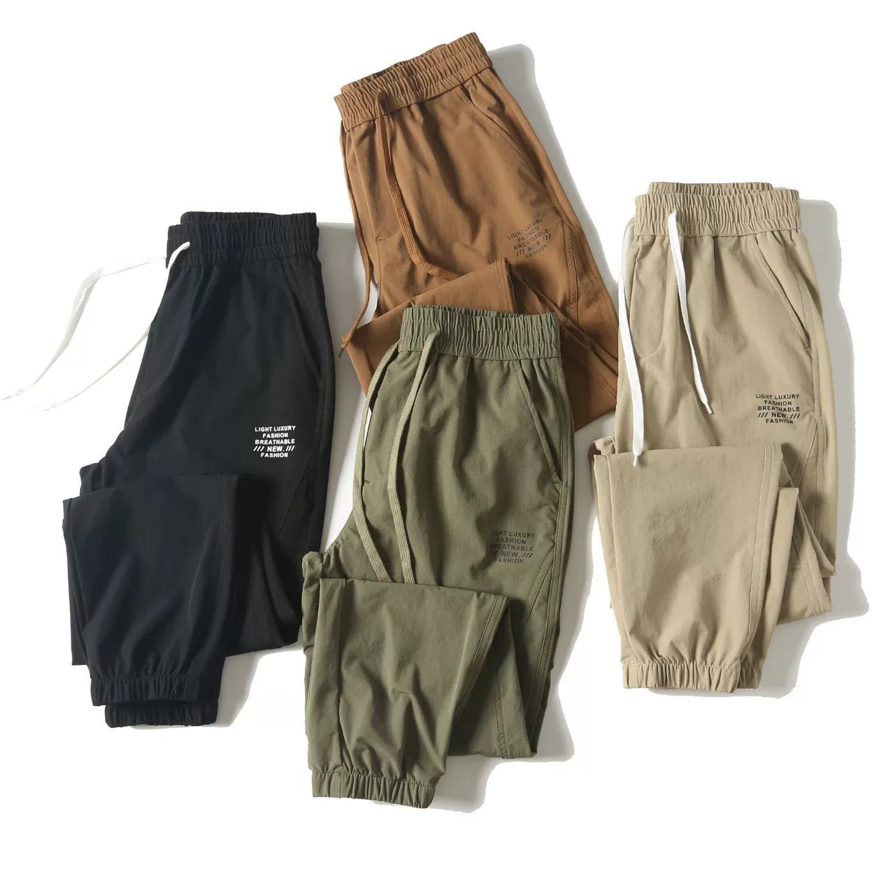 Пройдите в торговый центр, чтобы посмотреть на заказ! Трехмерная обрезка большого тела! Летние мужские тонкие комбинезоны свободные повседневные брюки брюки