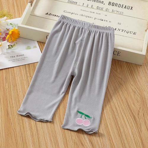 Girls' pants summer children's leggings versatile new baby girl summer 7-quarter pants thin outer wear elastic