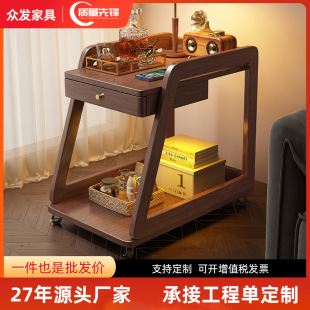 Household Movable Small Side Table Solid Wood Corner Table Small Apartment Side Table Coffee Table Small Table Tea Table Sofa Side Cabinet Wholesale